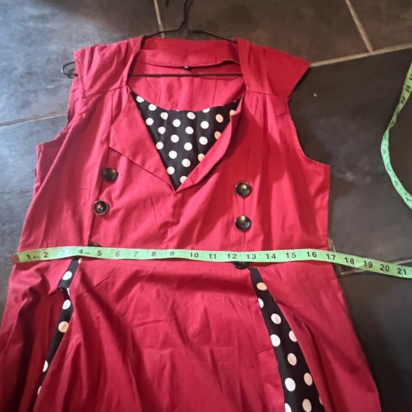 Red Polka Dot Pin Up Dress - Picture 4 of 6
